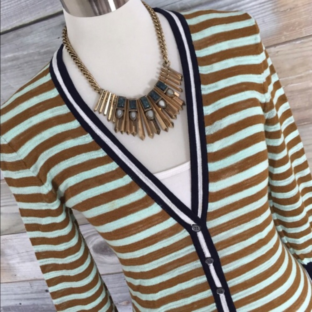 J. Crew College/Letterman Style Striped Cardi